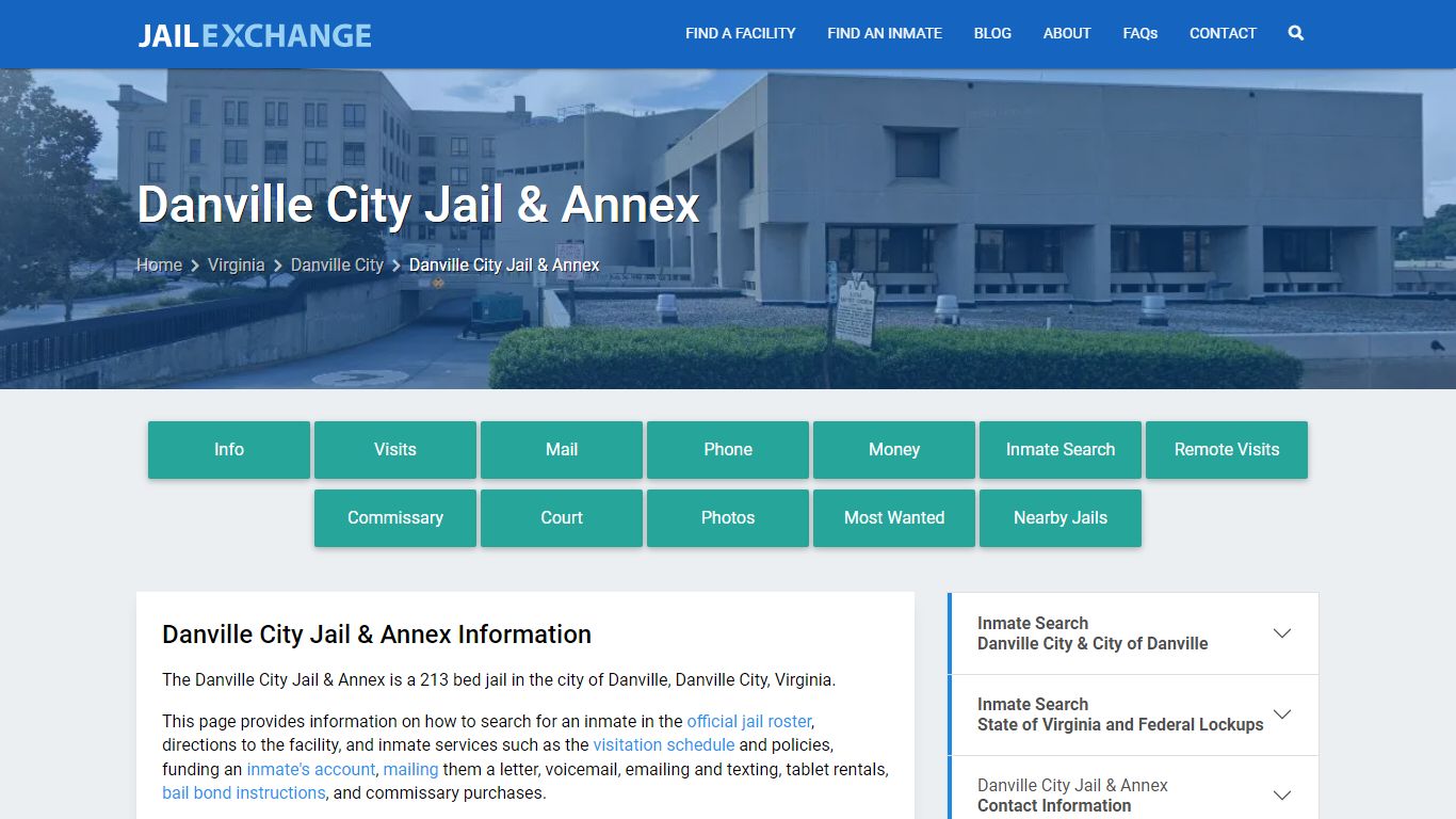 Danville City Jail & Annex, VA Inmate Search, Information