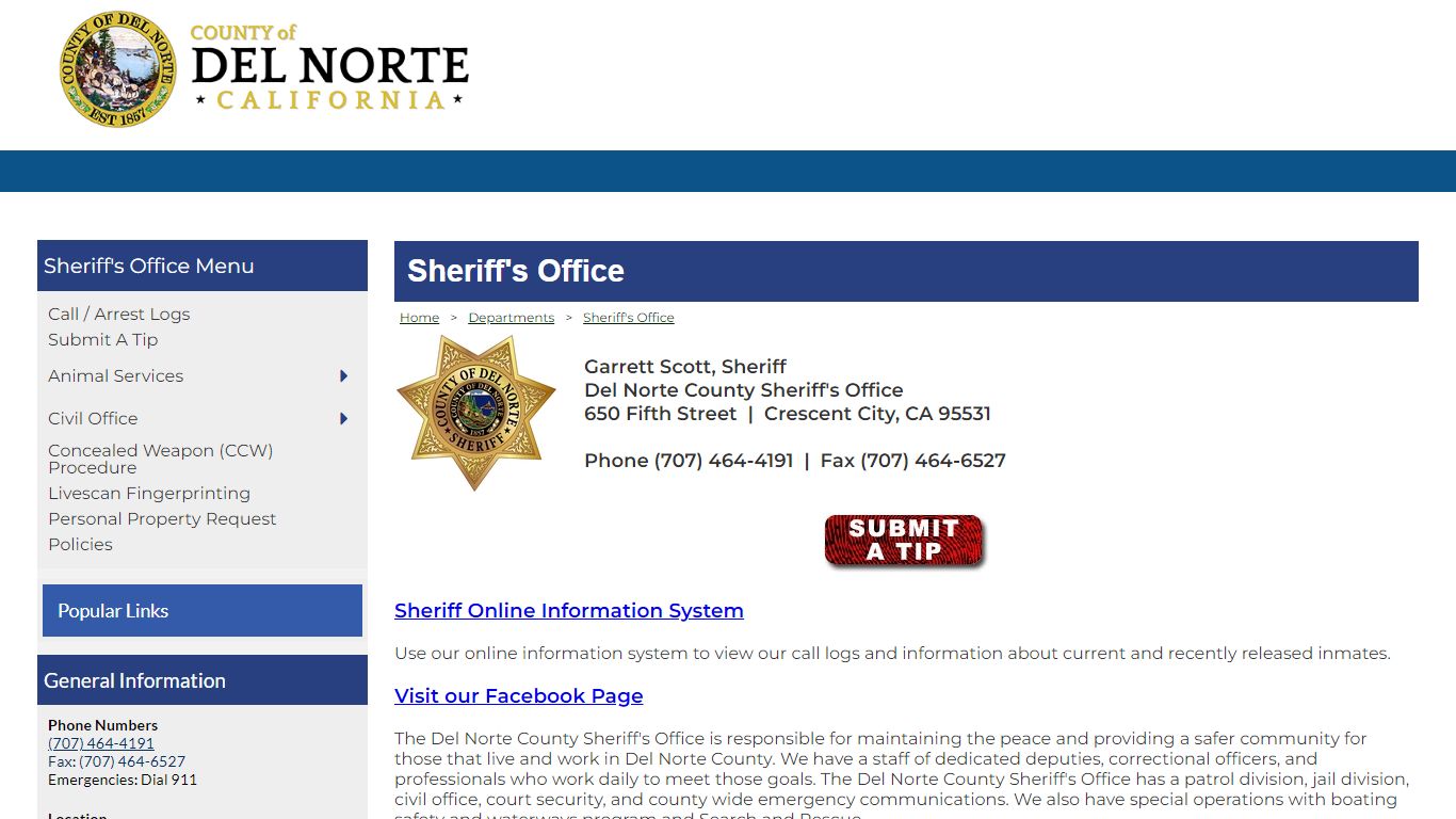 County of Del Norte, California - Sheriff's Office