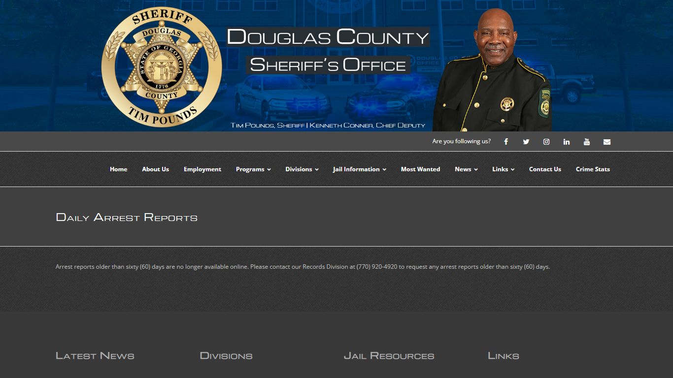 Daily Arrest Reports – Douglas County Sheriff's Office (GA)