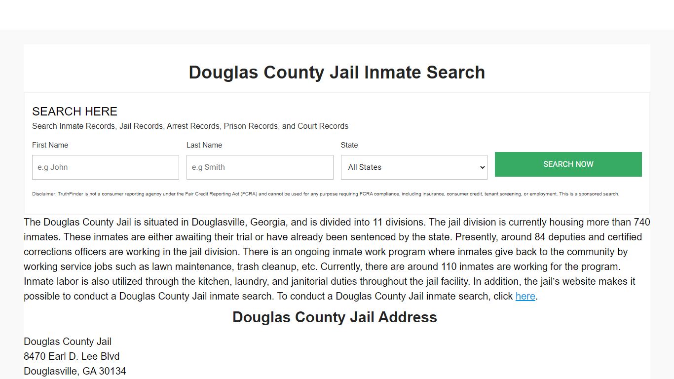 Douglas County Jail Inmate Search