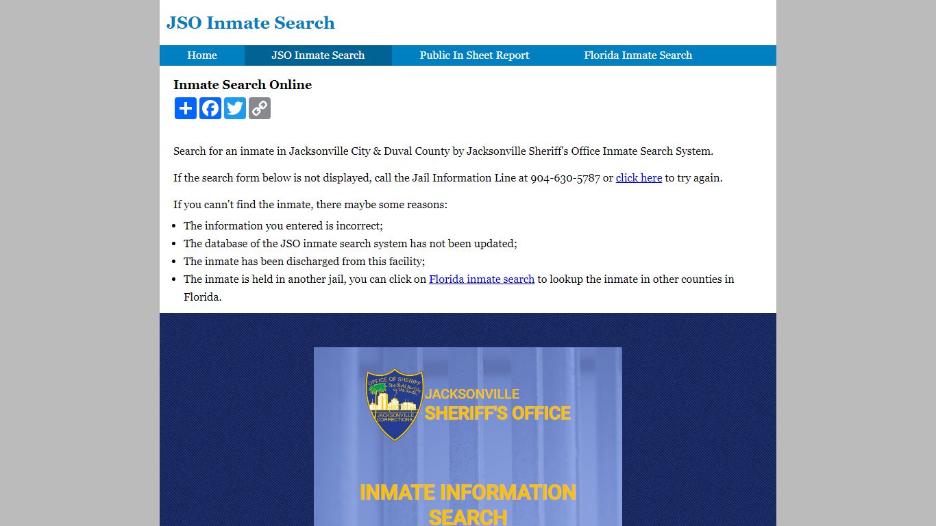 Jacksonville City & Duval County Inmate Search Online