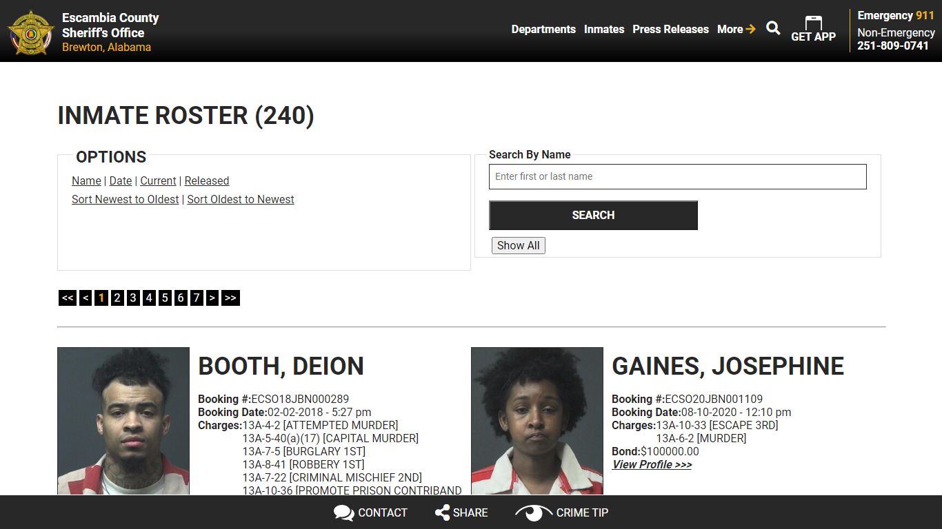 Inmate Roster - Escambia County Sheriff, AL