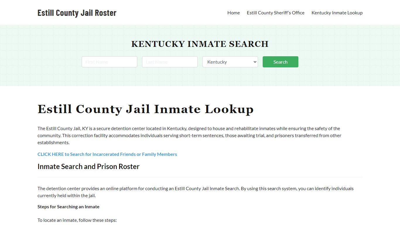 Estill County Jail Roster Lookup, KY, Inmate Search