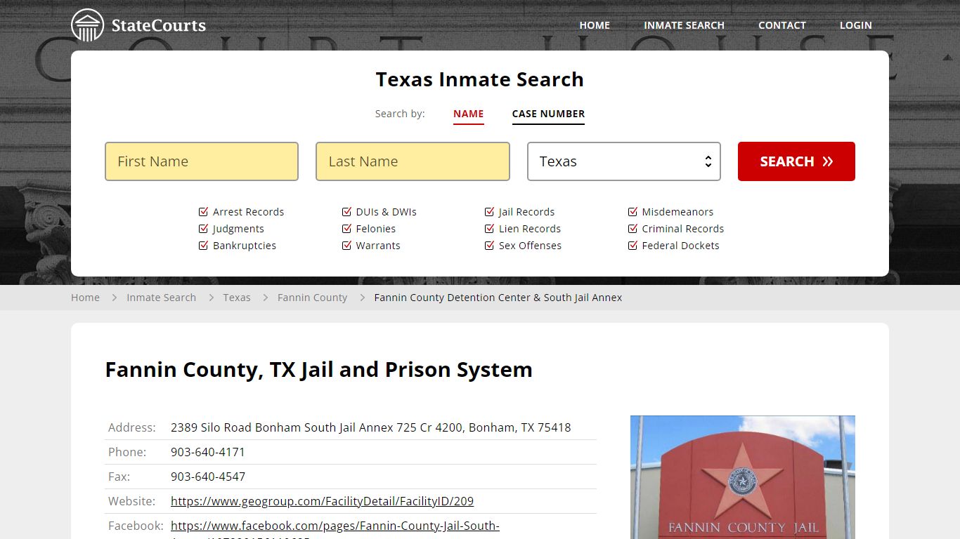 Fannin County Detention Center & South Jail Annex Inmate Records Search ...