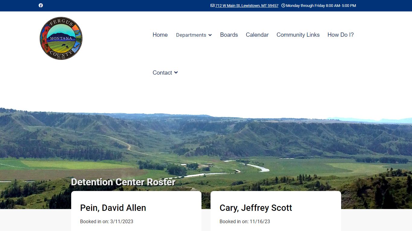 Fergus County, Montana - Detention Center Roster