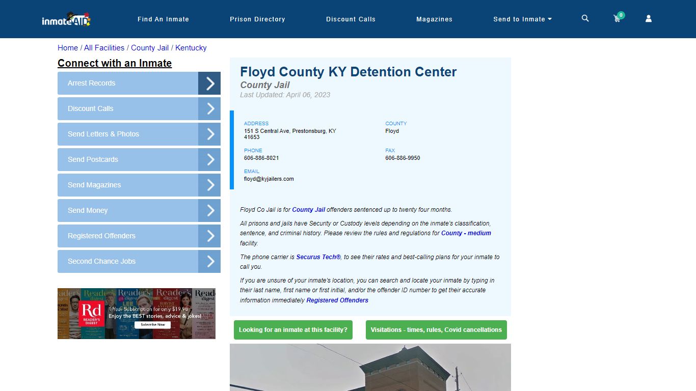 Floyd County KY Detention Center - Inmate Locator - Prestonsburg, KY