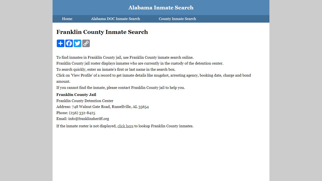 Franklin County Inmate Search