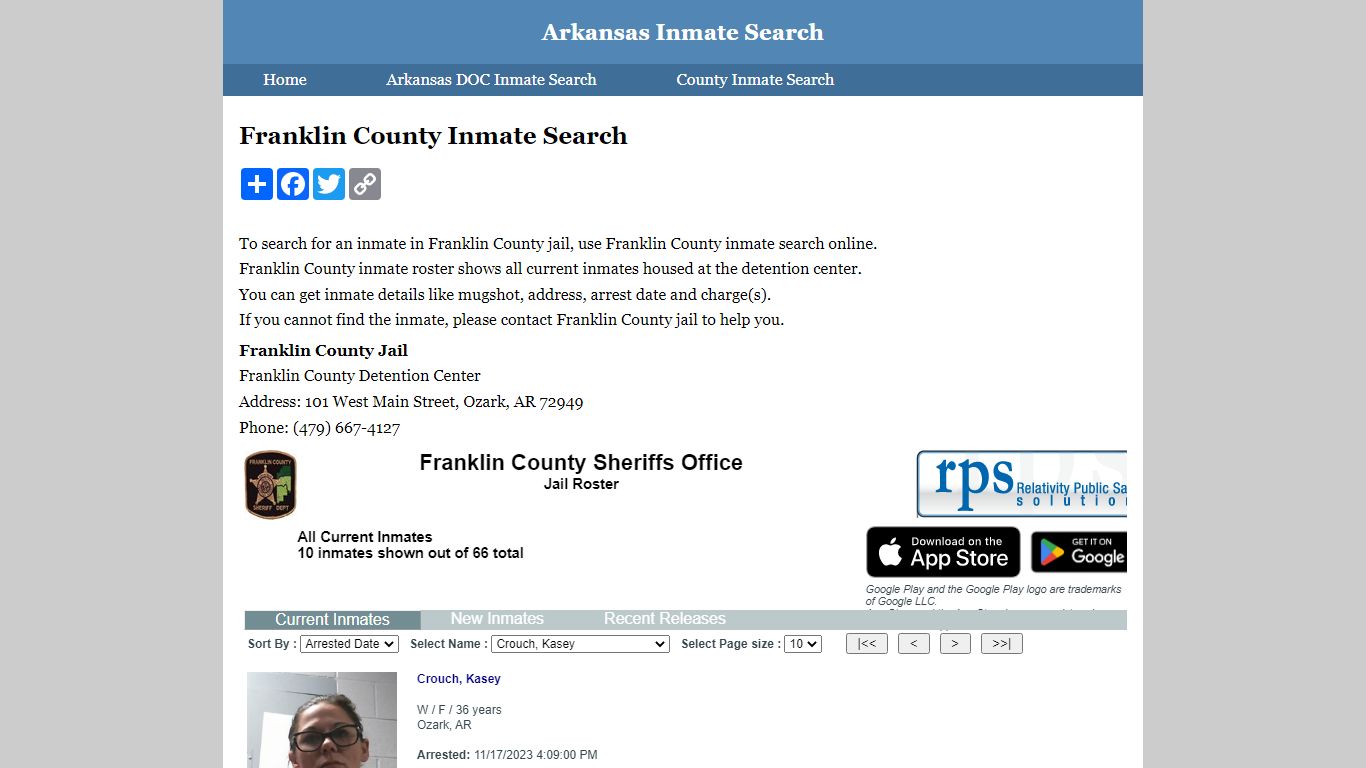 Franklin County Inmate Search