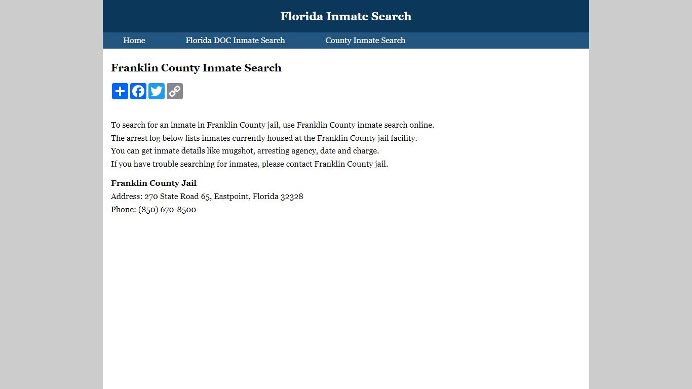 Franklin County Inmate Search