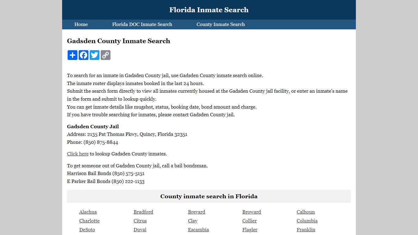 Gadsden County Inmate Search