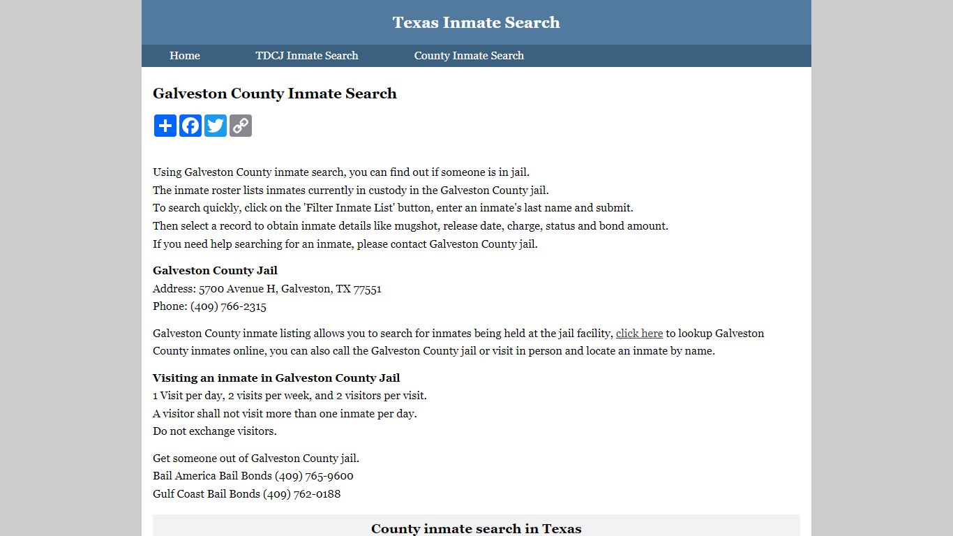 Galveston County Inmate Search