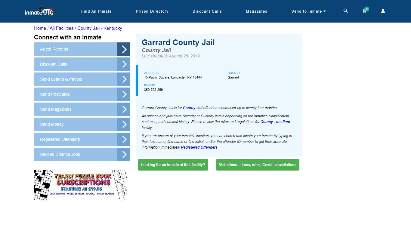 Garrard County Jail - Inmate Locator - Lancaster, KY