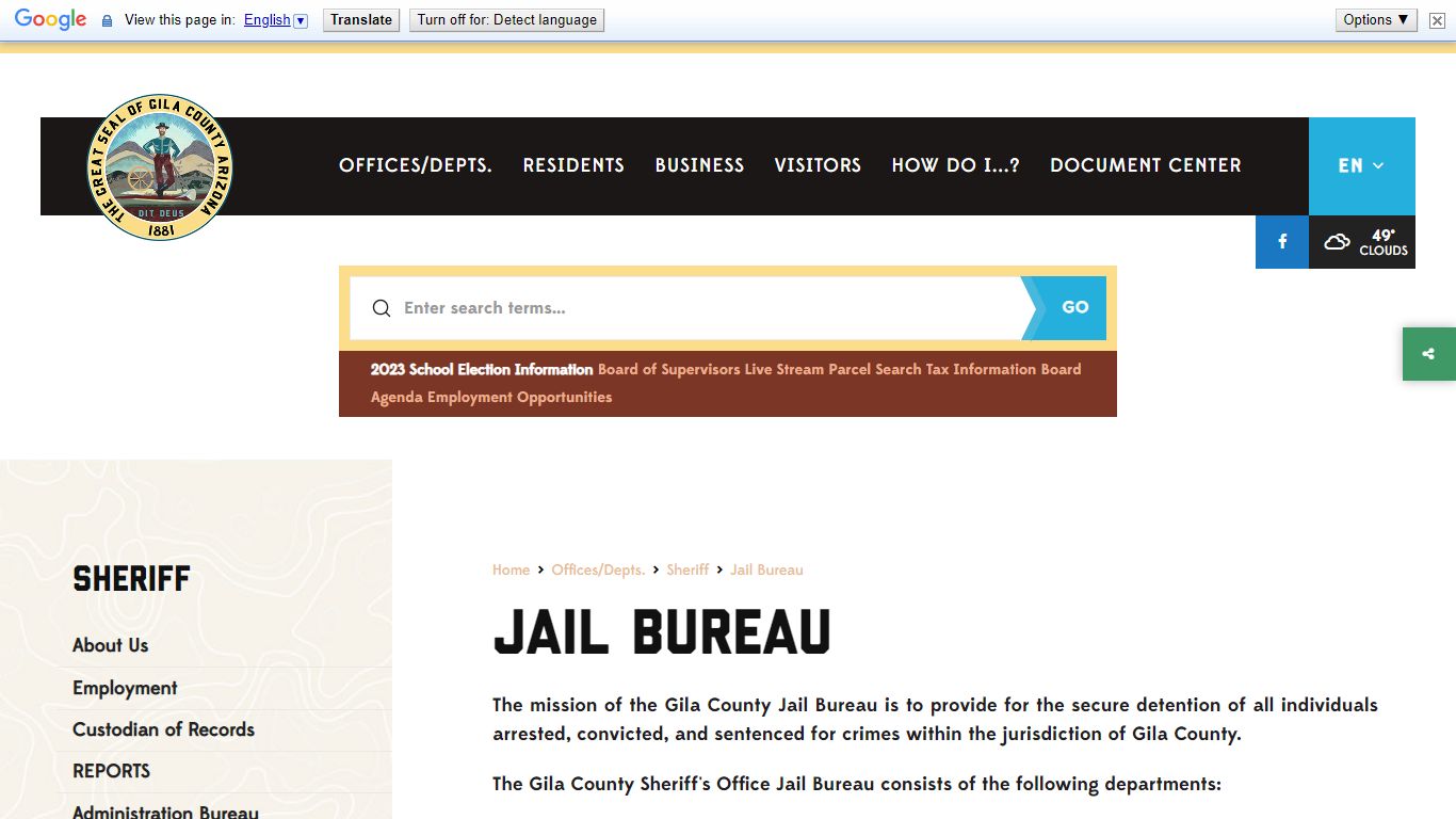 GIla County Sheriff Jail Bureau