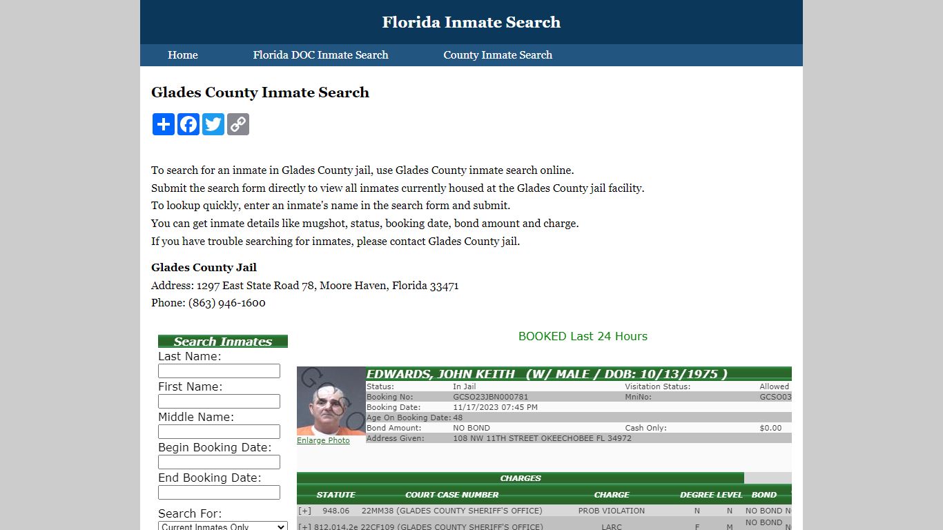 Glades County Inmate Search