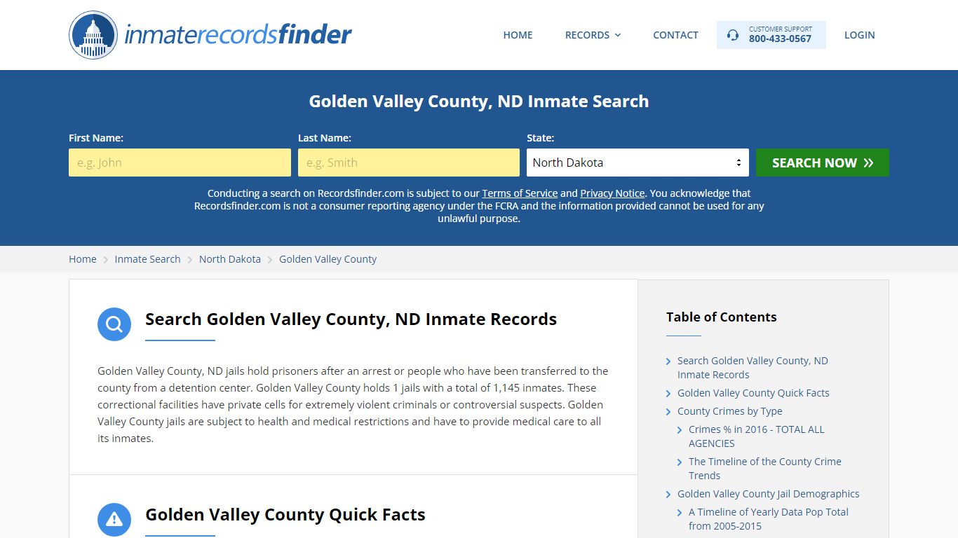 Golden Valley County, ND Inmate Lookup & Jail Records Online