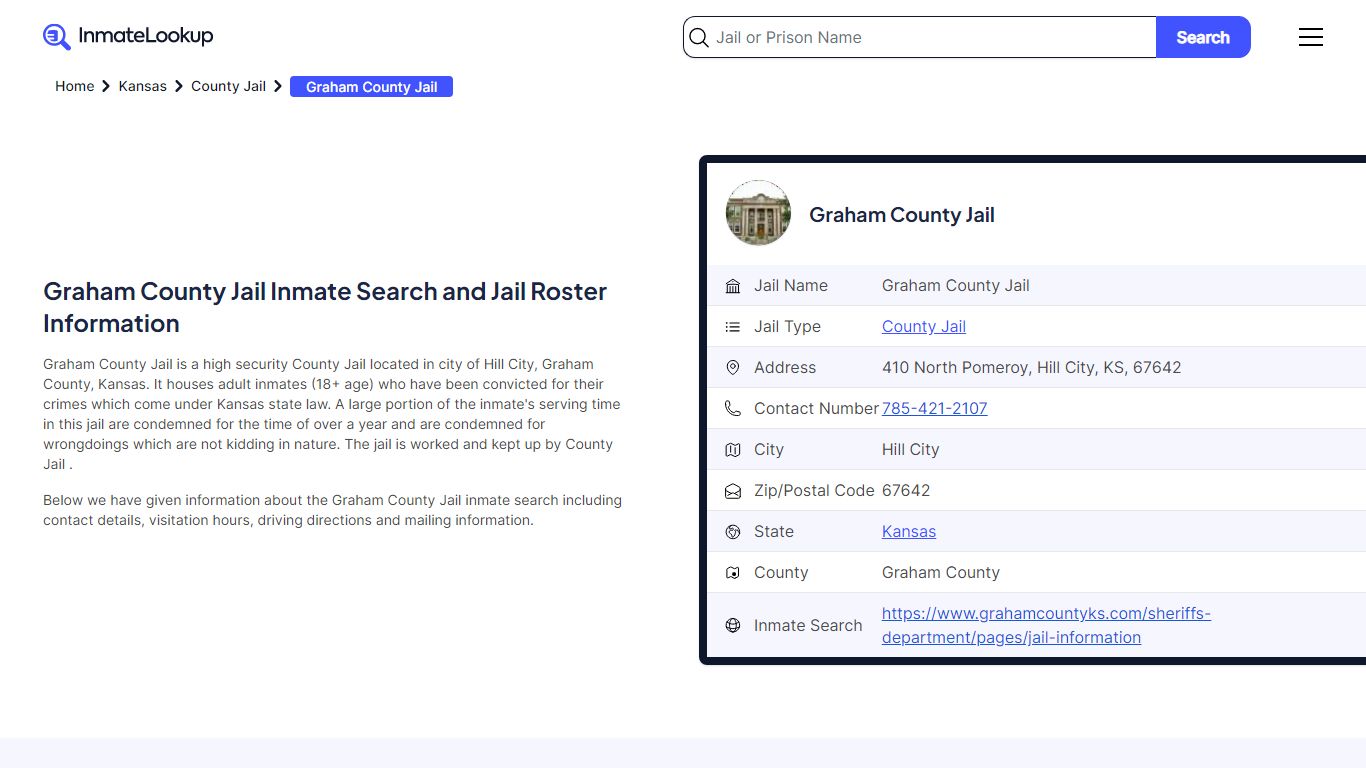 Graham County Jail (KS) Inmate Search Kansas - Inmate Lookup