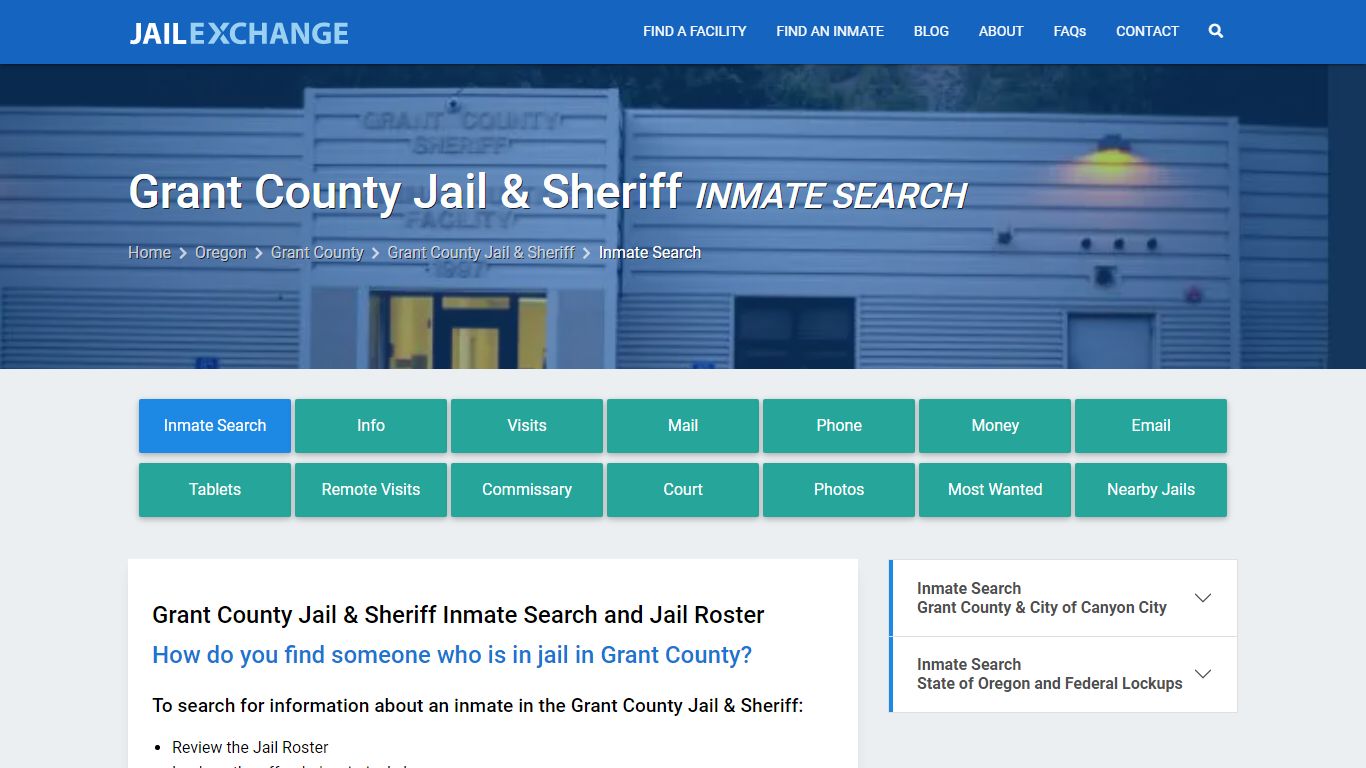 Grant County Jail & Sheriff Inmate Search - Jail Exchange