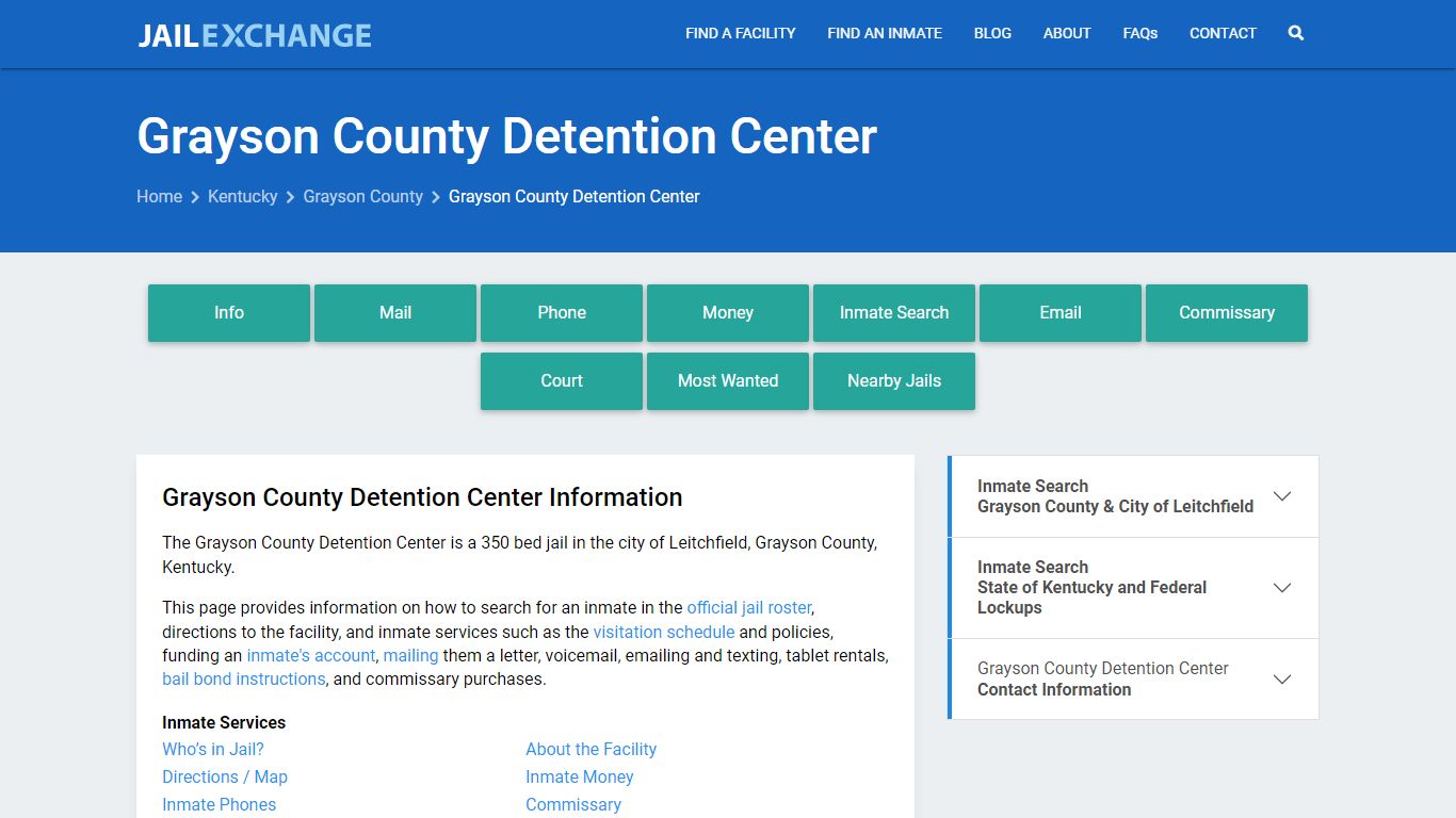 Grayson County Detention Center, KY Inmate Search, Information