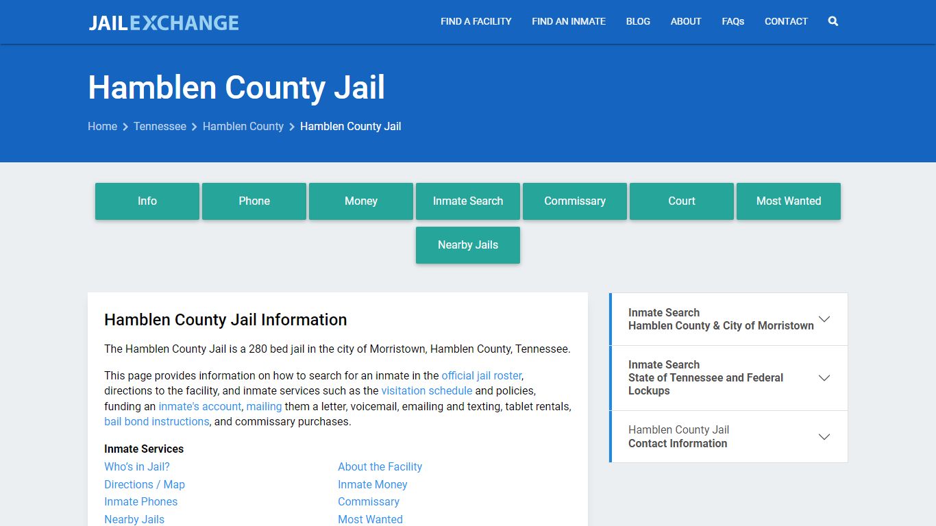 Hamblen County Jail, TN Inmate Search, Information