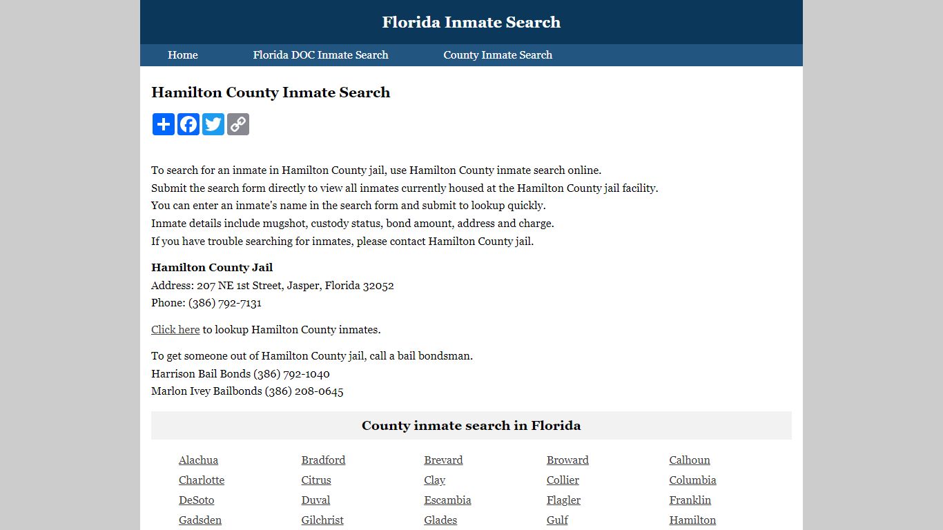 Hamilton County Inmate Search