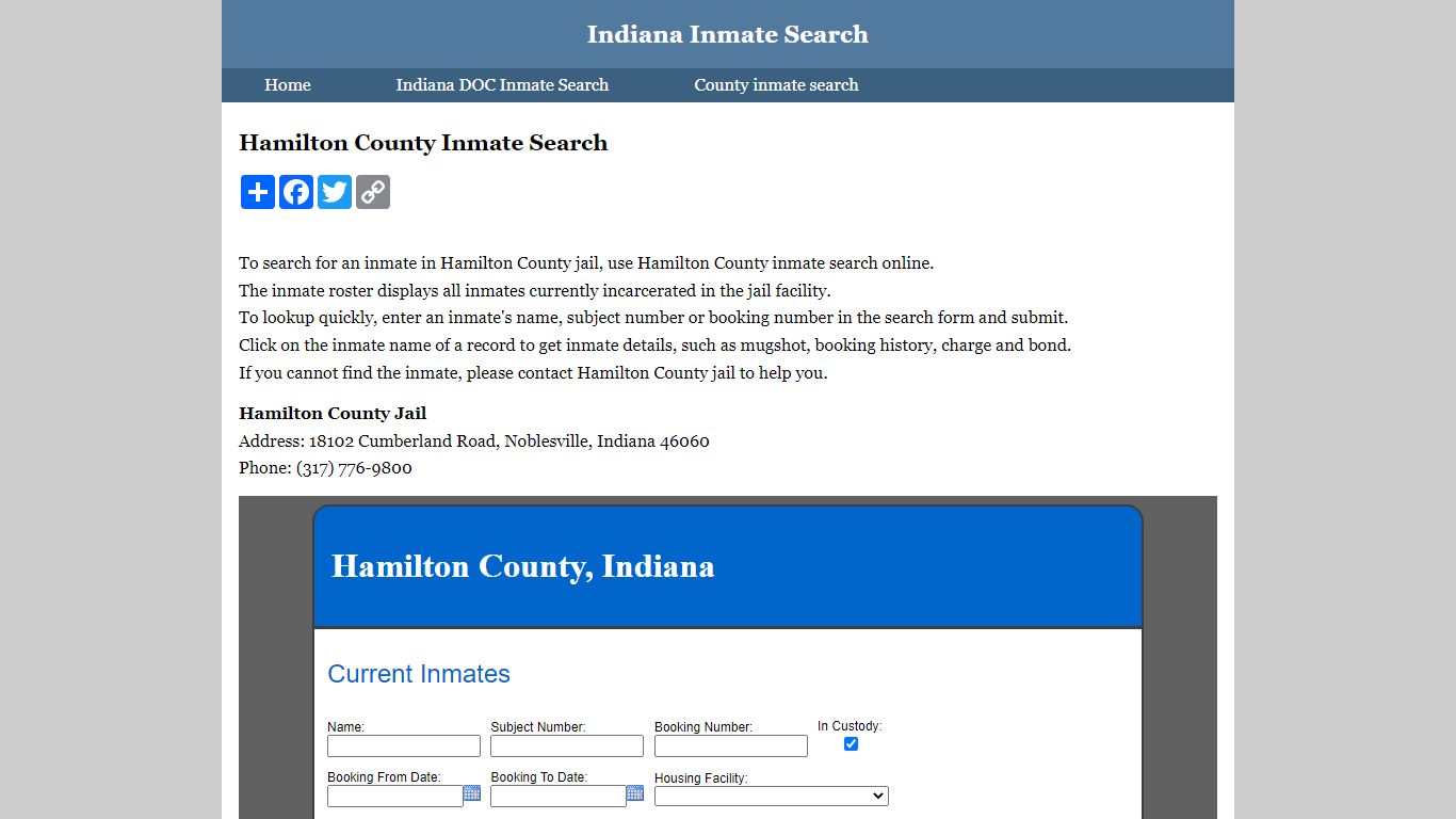 Hamilton County Inmate Search