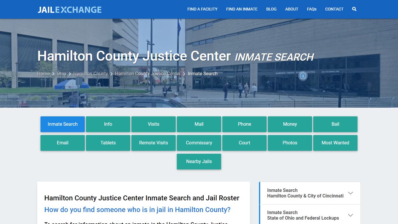 Hamilton County Justice Center Inmate Search - Jail Exchange