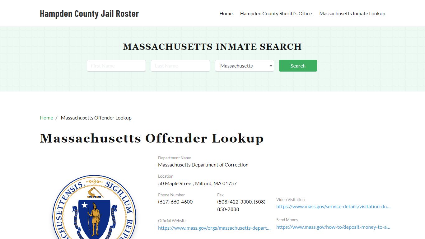 Massachusetts Inmate Search, Jail Rosters