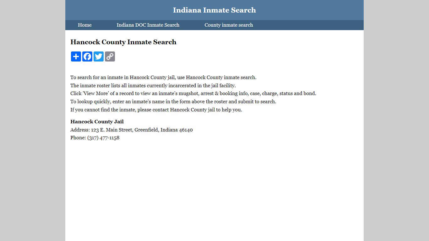 Hancock County Inmate Search