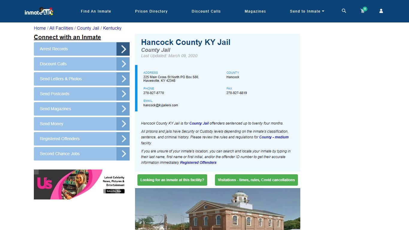Hancock County KY Jail - Inmate Locator - Hawesville, KY