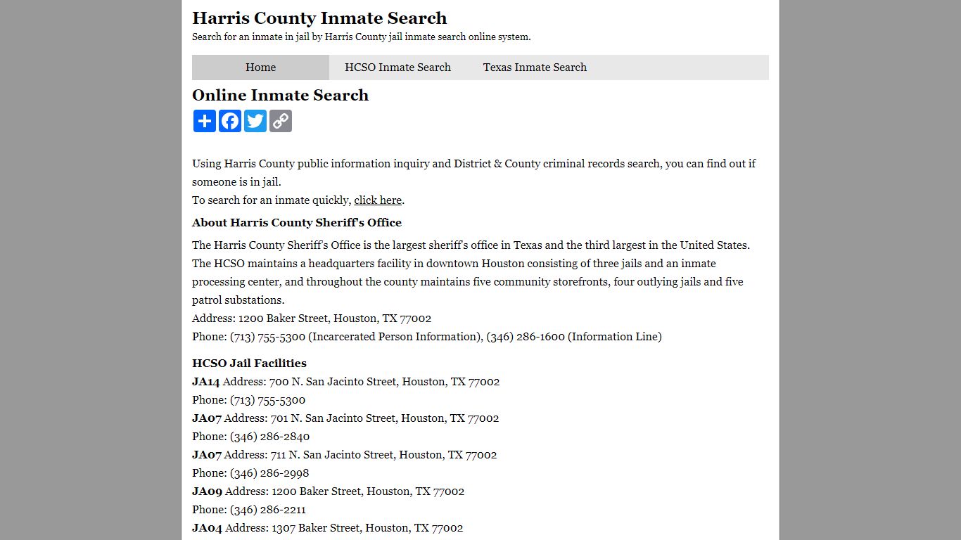 Harris County Inmate Search