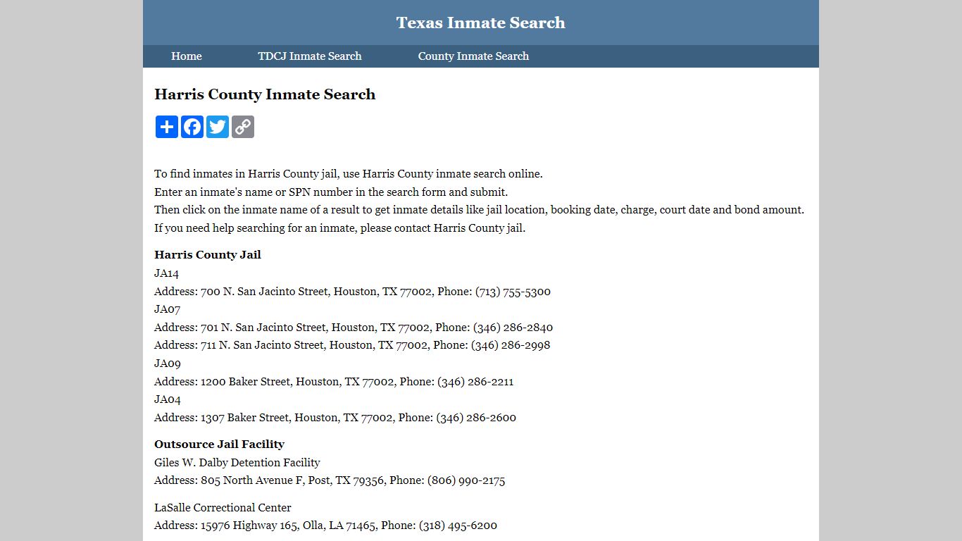 Harris County Inmate Search