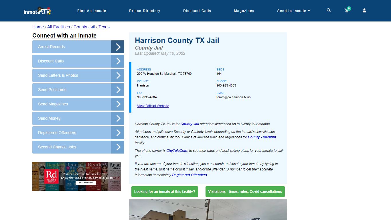 Harrison County TX Jail - Inmate Locator - Marshall, TX