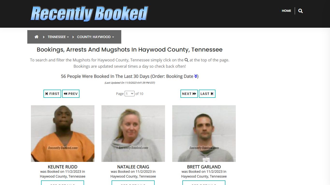 Bookings, Arrests and Mugshots in Haywood County, Tennessee