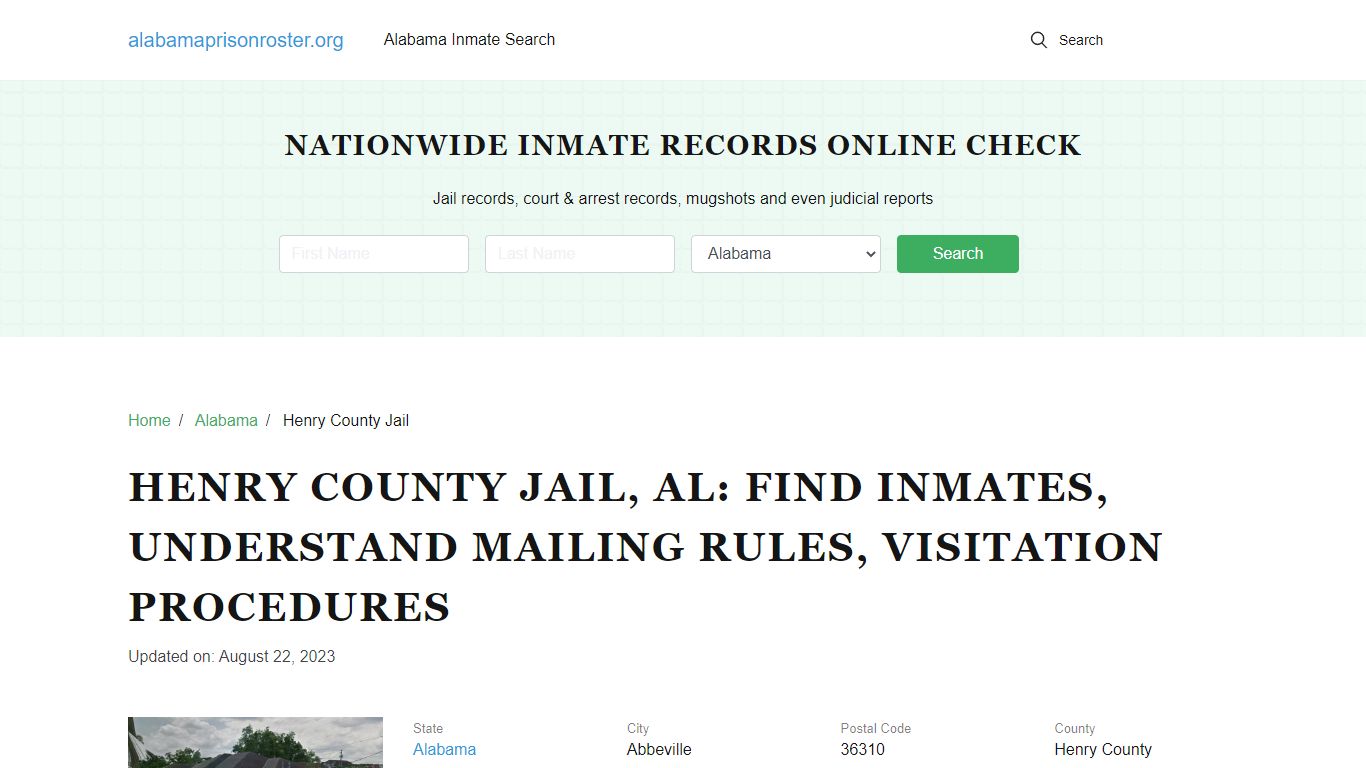 Henry County Jail, AL: Inmate Search, Mailing and Visitation Rules