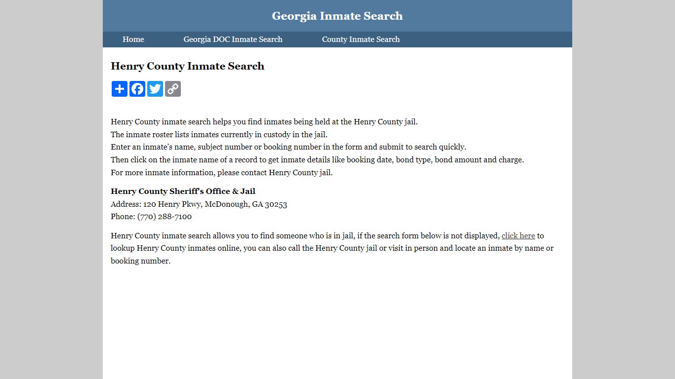 Henry County Inmate Search