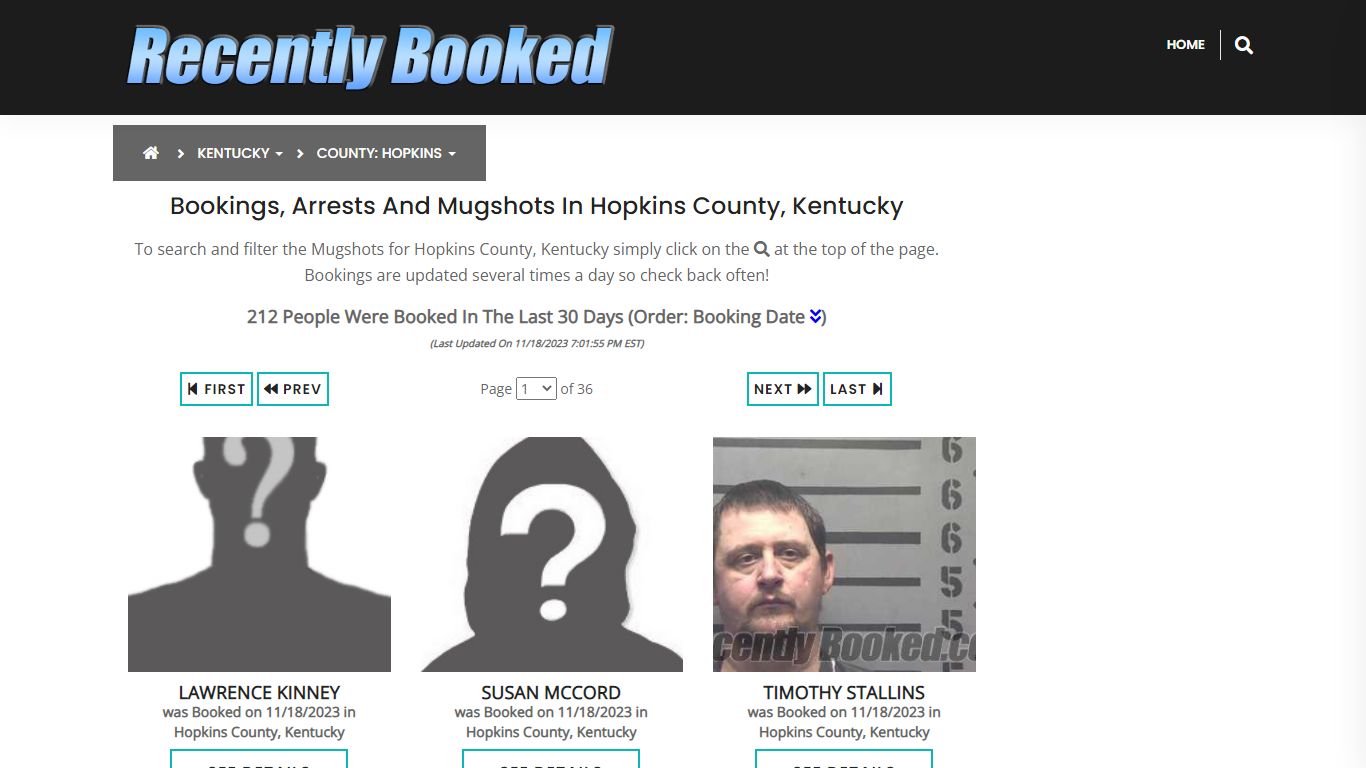 Bookings, Arrests and Mugshots in Hopkins County, Kentucky