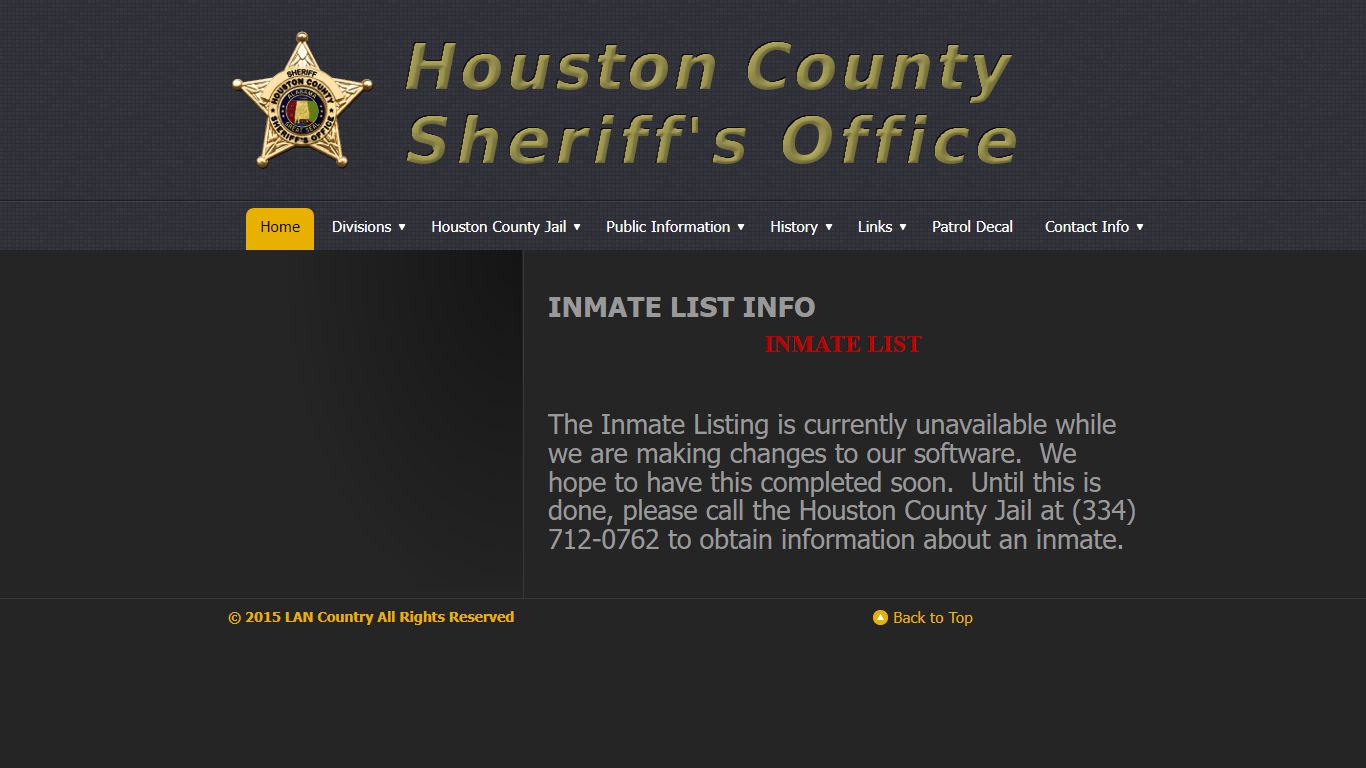 INMATE LIST INFO