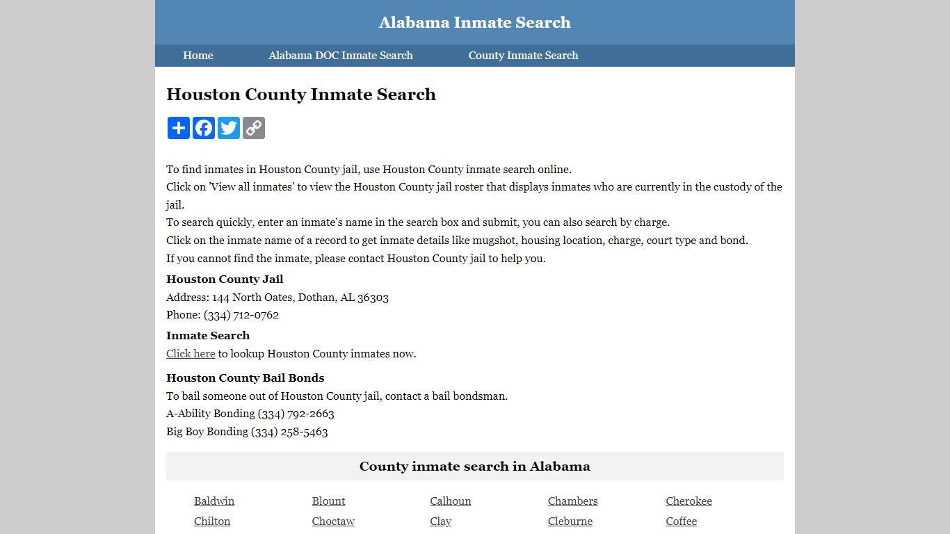 Houston County Inmate Search