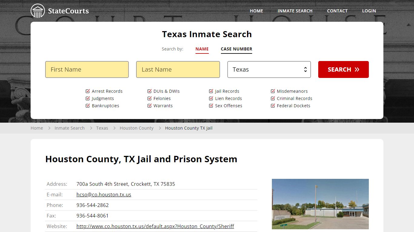 Houston County TX Jail Inmate Records Search, Texas - StateCourts