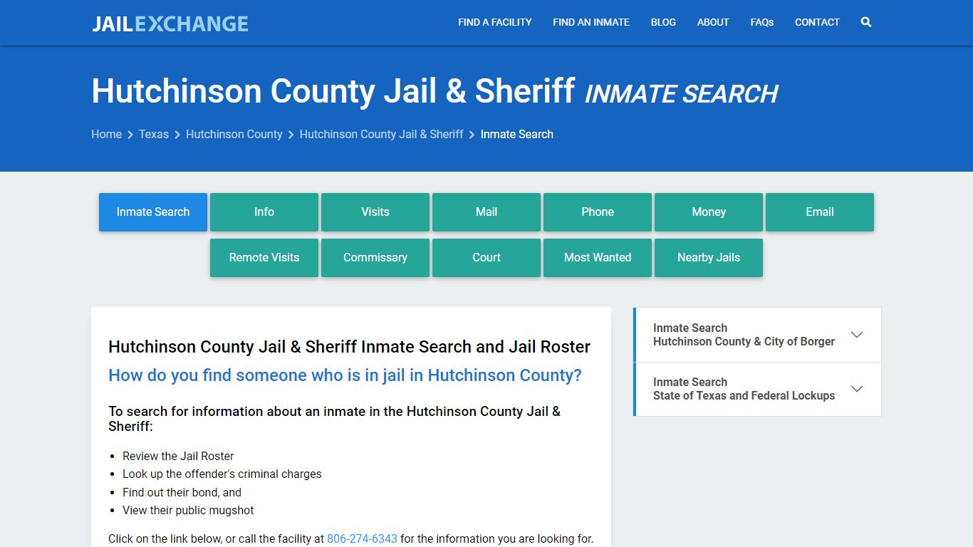 Hutchinson County Jail & Sheriff Inmate Search - Jail Exchange