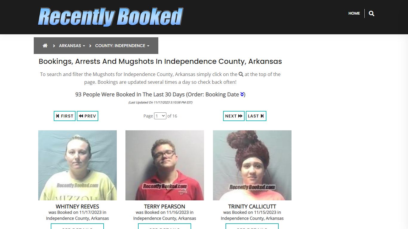 Bookings, Arrests and Mugshots in Independence County, Arkansas