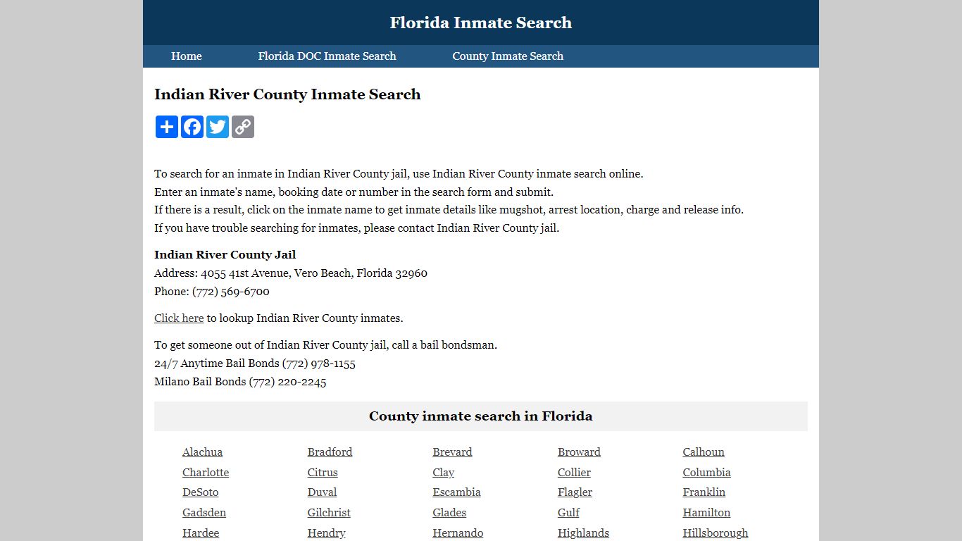 Indian River County Inmate Search