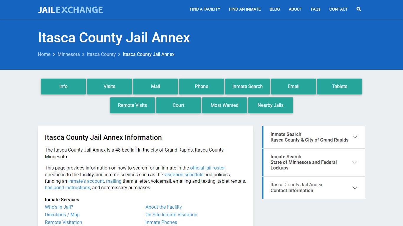 Itasca County Jail Annex, MN Inmate Search, Information