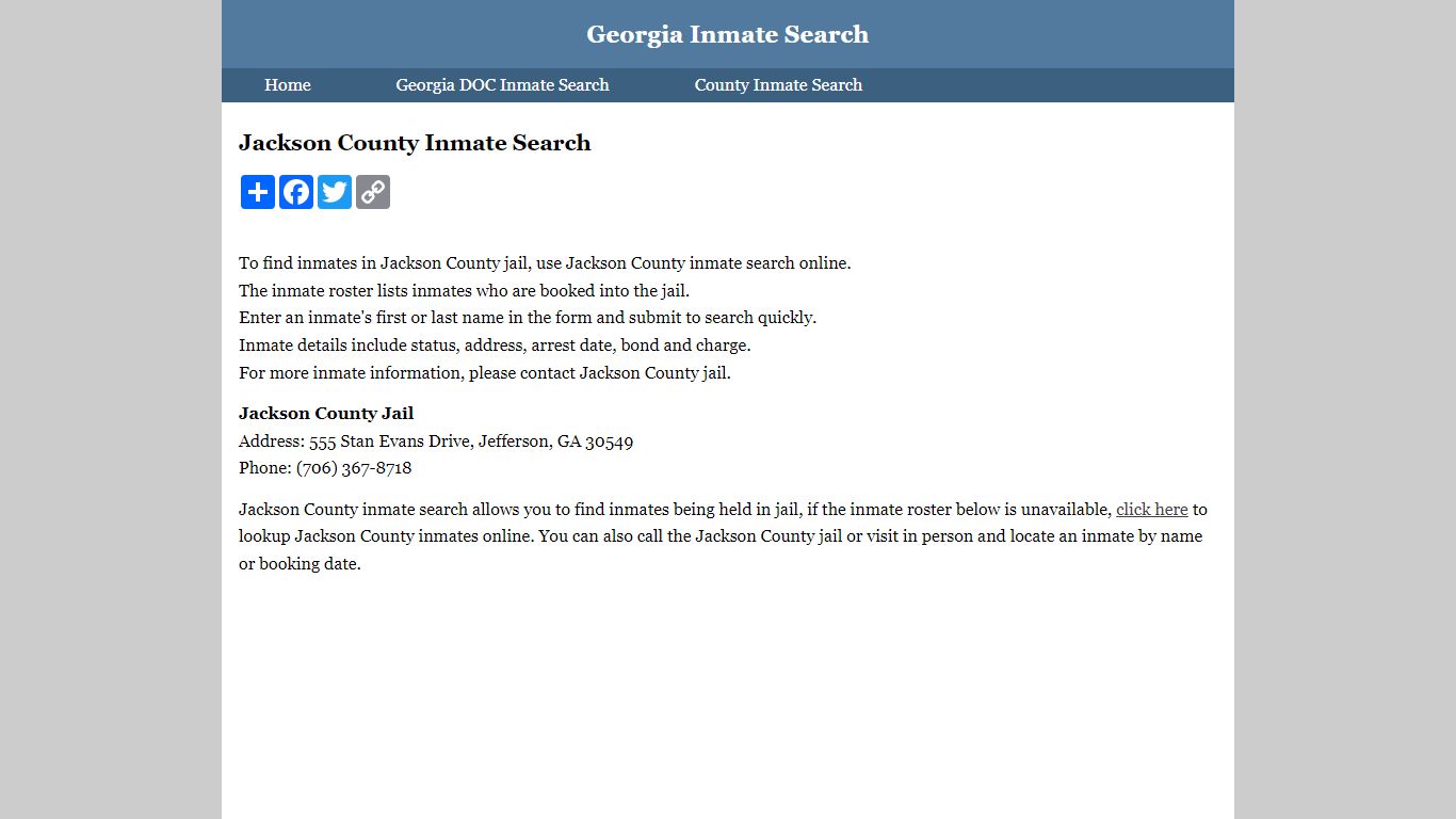 Jackson County Inmate Search