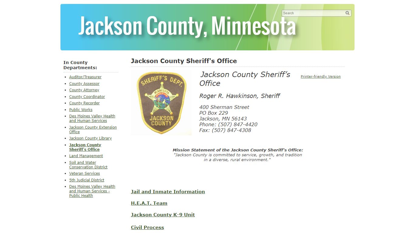 Jackson County Sheriff's Office - Jackson County, Minnesota