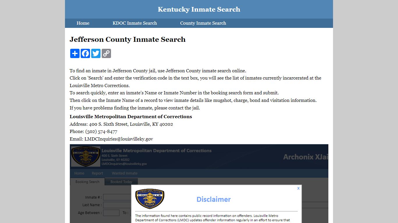 Jefferson County Inmate Search