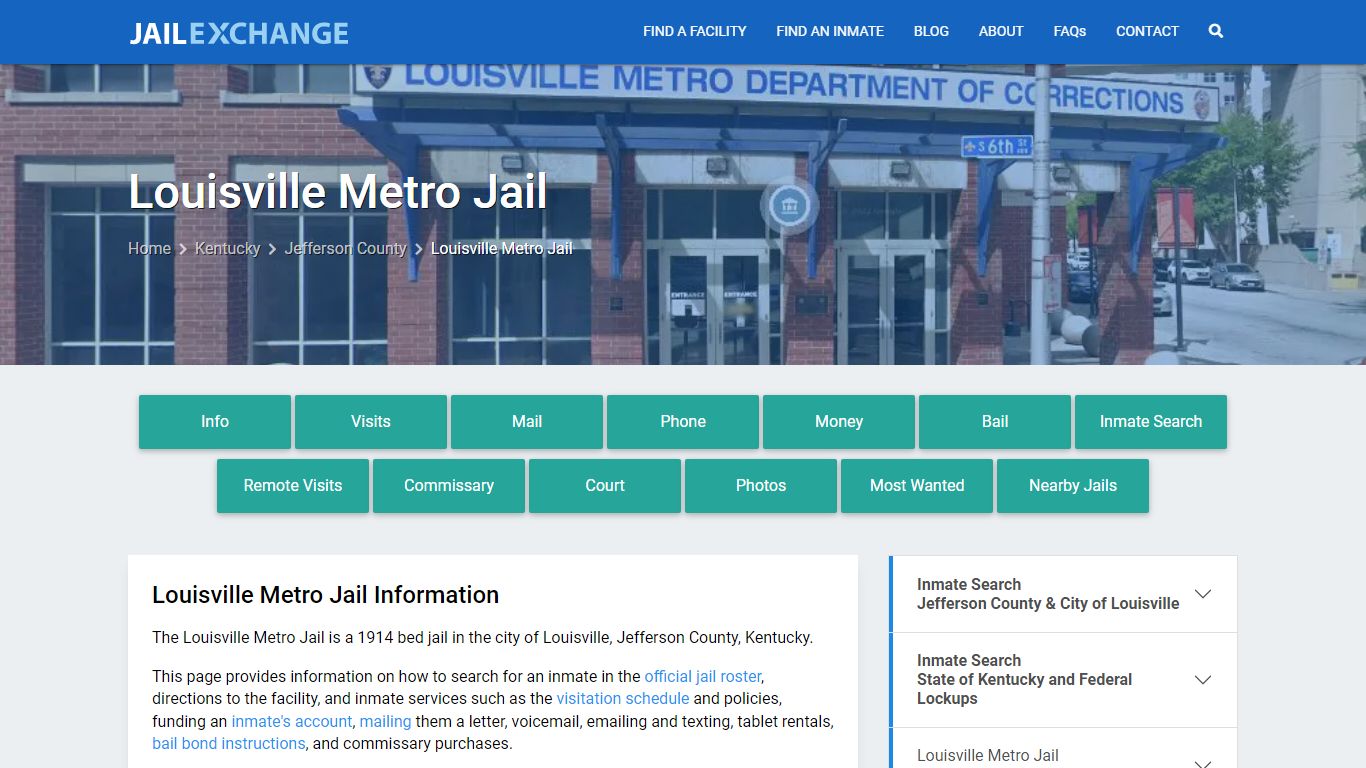 Louisville Metro Jail, KY Inmate Search, Information
