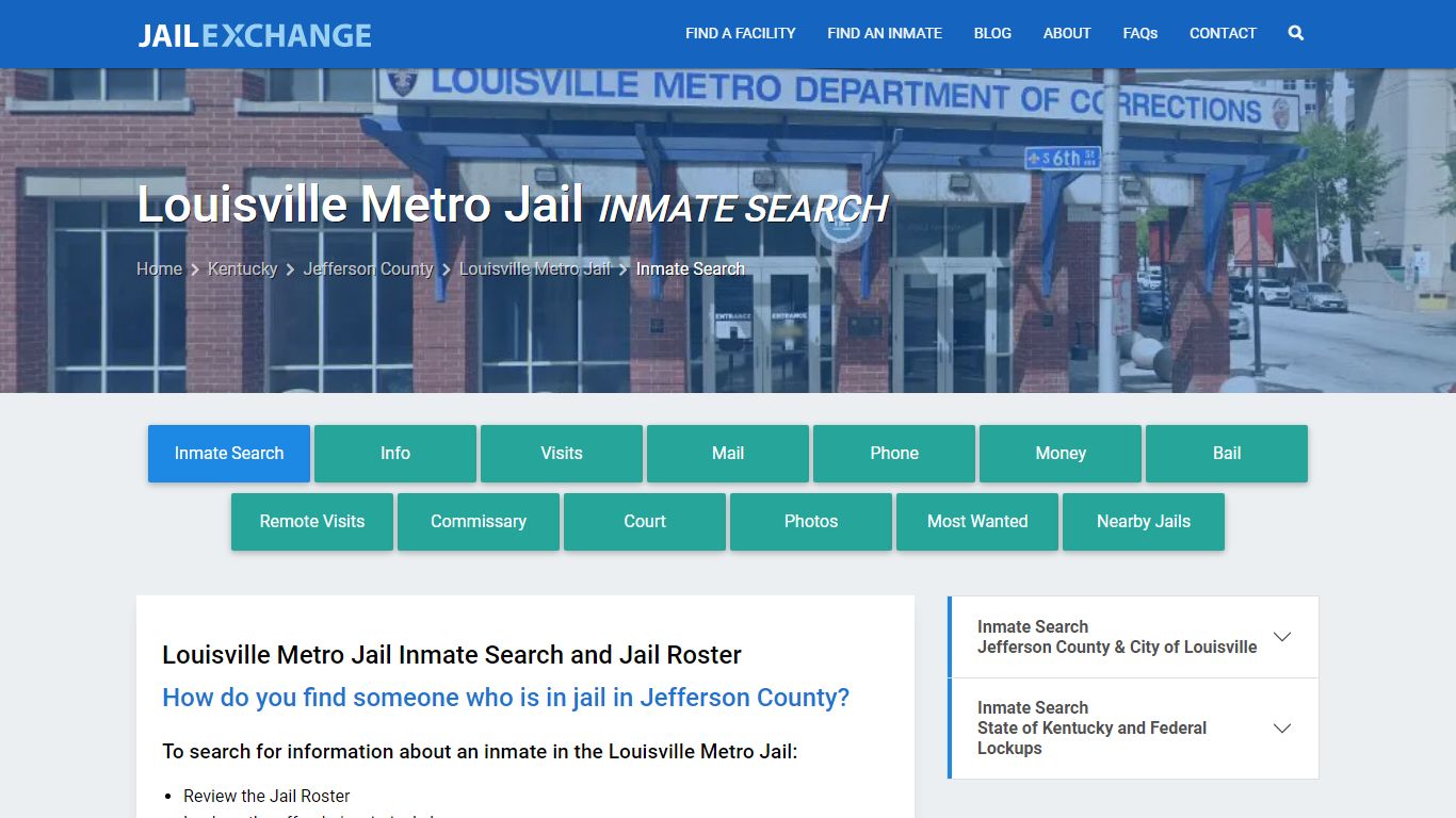 Inmate Search: Roster & Mugshots - Louisville Metro Jail, KY