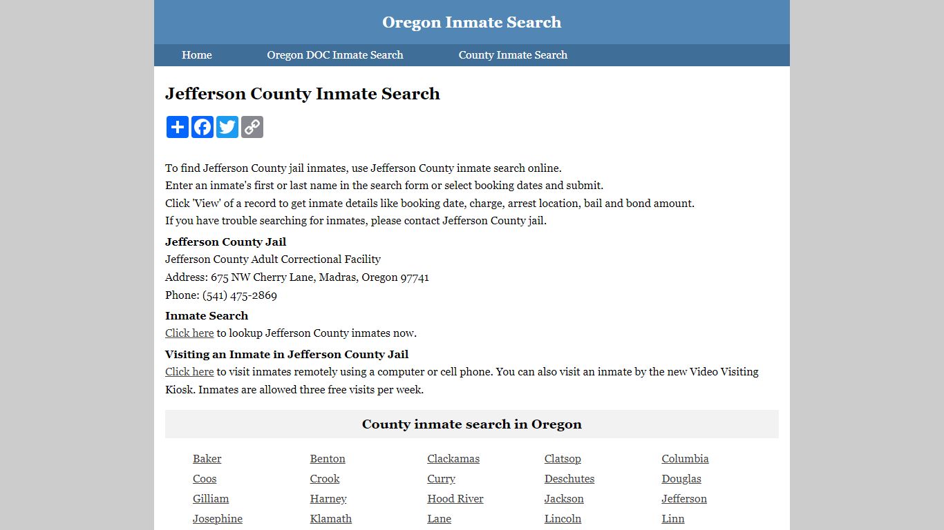 Jefferson County Inmate Search