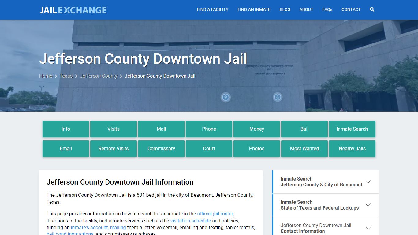 Jefferson County Downtown Jail, TX Inmate Search, Information